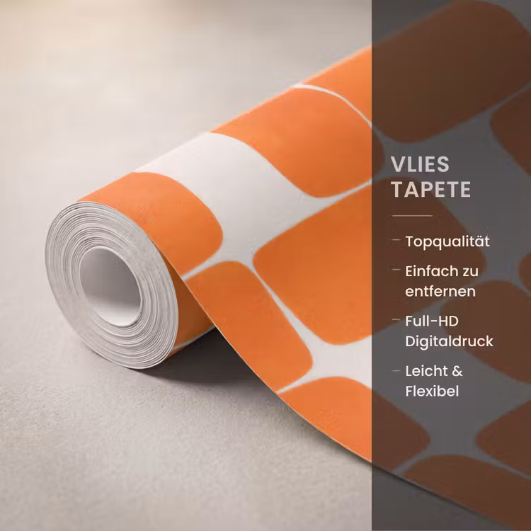 Patroon - Retro - Oranje Behang Vlies klein 1076 -USP_closeupDE