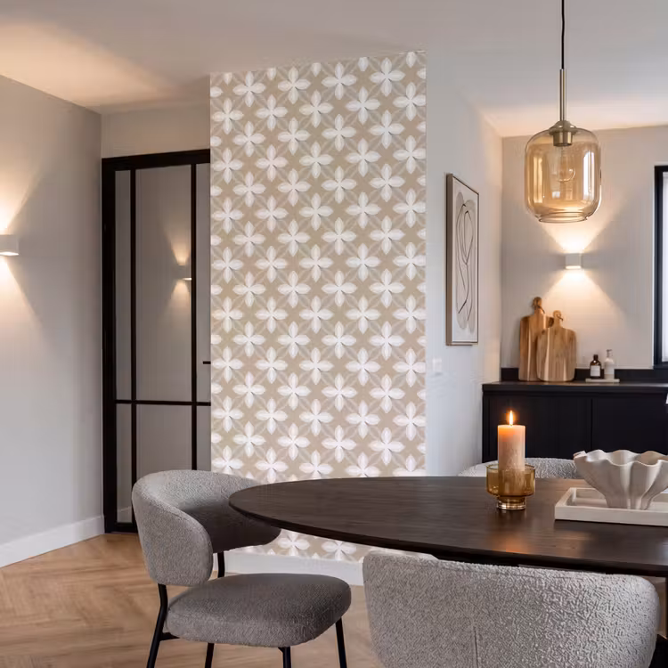 Patroon - Symmetrisch - Beige Behang Vlies klein 1076 -sfeer3