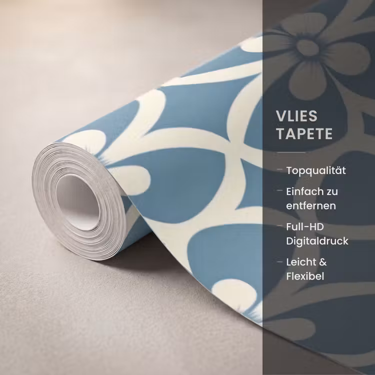 Patroon - Symmetrisch - Blauw Behang Vlies klein 1076 -USP_closeupDE