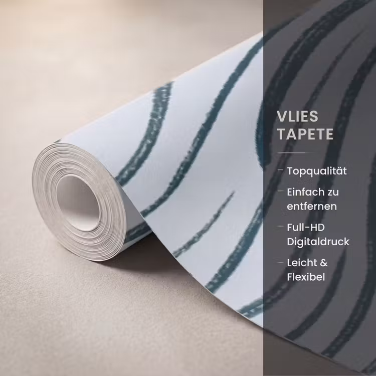 Patroon - Golven - Abstract - Modern - Blauw Behang Vlies klein -USP_closeupDE