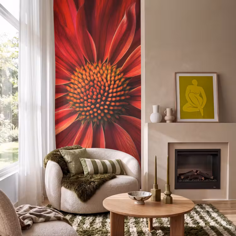 Close up - Bloem- Rood Behang Vlies klein -sfeer2