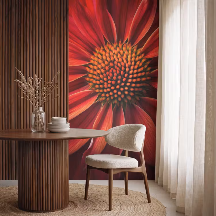 Close up - Bloem- Rood Behang Vlies klein -sfeer1