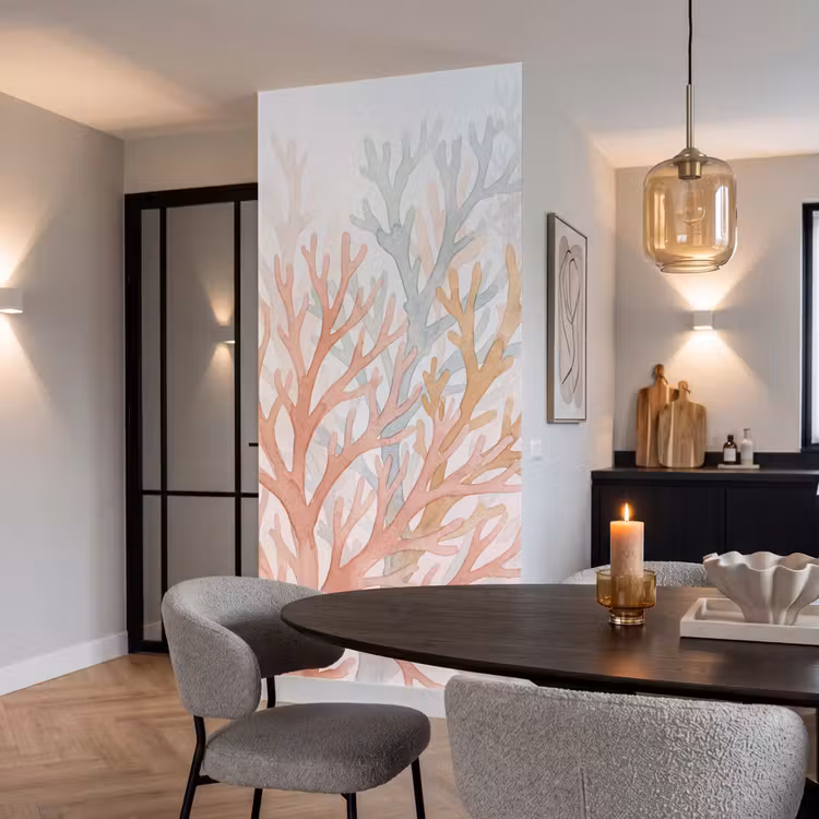 Natuur - Abstract - Aquarel - Organisch - Warm Behang Vlies klein -sfeer3