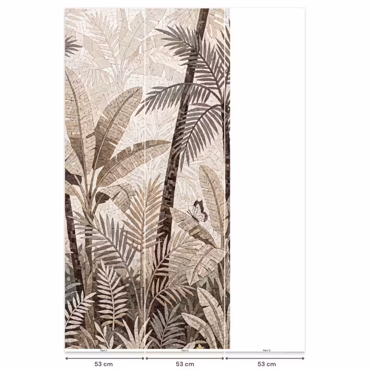 Natuur - Bladeren - Landschap - Mozaïek - Beige Behang Vlies klein -USP_banen