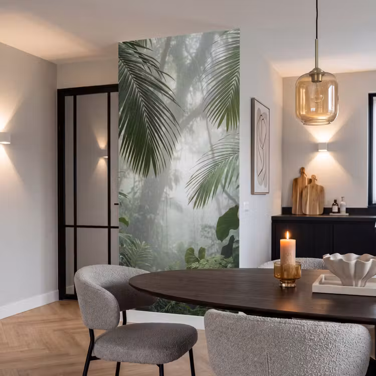 Natuur - Jungle - Mist - Tropisch - Groen Behang Vlies klein -sfeer3