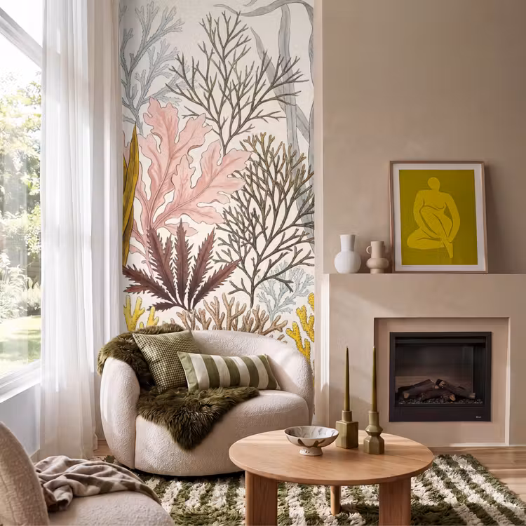 Natuur - Onderwater - Botanisch - Vintage - Kleurrijk Behang Vlies klein -sfeer2