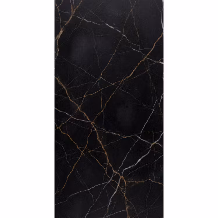 Natuursteen - Marmerpatroon - Abstract - Modern - Zwart - Goud Behang Vlies klein -3d_website