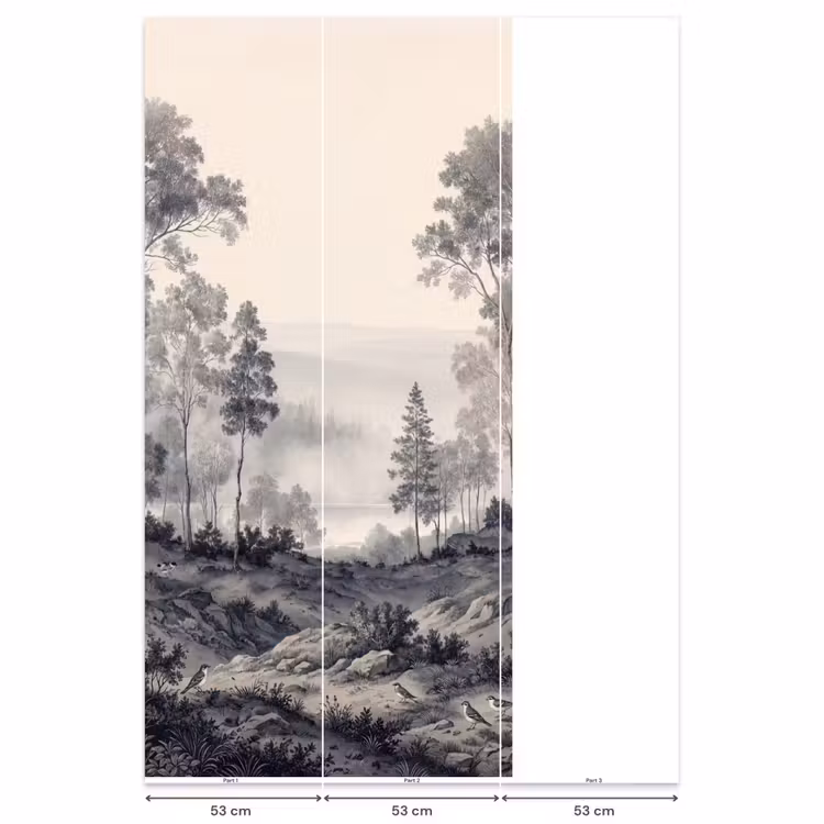 Mistig - Berglandschap - Illustratie Behang Vlies klein -USP_banen