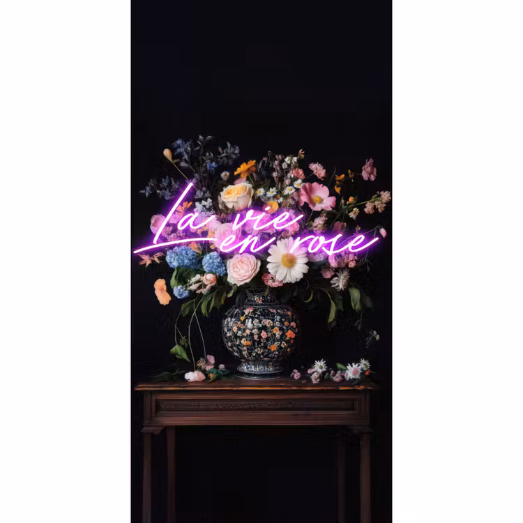 Neon - Vaas - Bloemen Behang Vlies klein -3d_website