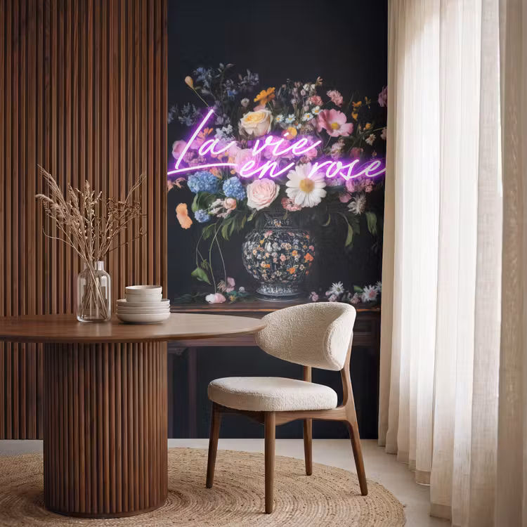 Neon - Vaas - Bloemen Behang Vlies klein -sfeer1