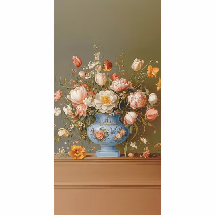Neutral - Bloemen - Boeket - Vaas Behang Vlies klein -3d_website