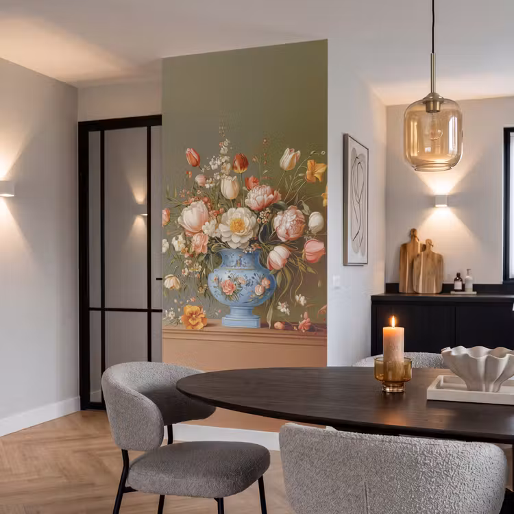 Neutral - Bloemen - Boeket - Vaas Behang Vlies klein -sfeer3