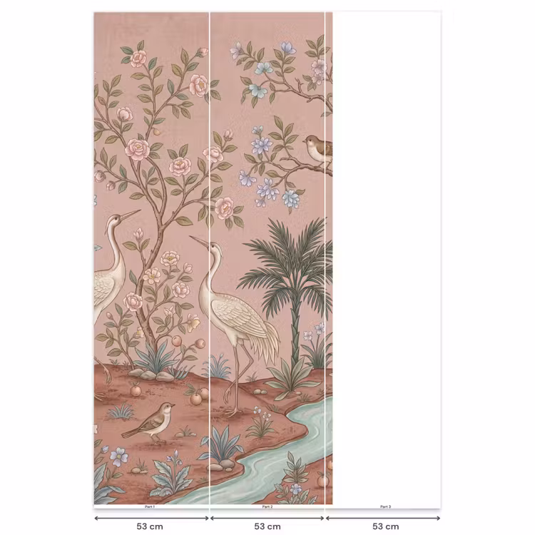Nostalgisch - Reigers - Roze Behang Vlies klein -USP_banen