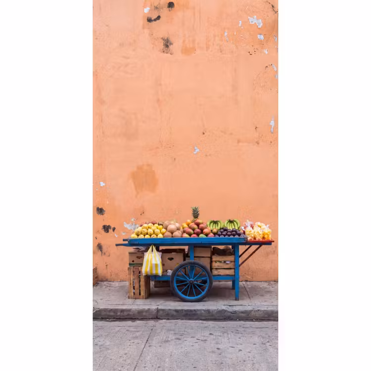 Tapete - Obst – Kar – Straße - Fruit - Kar - Straat Behang Vlies klein