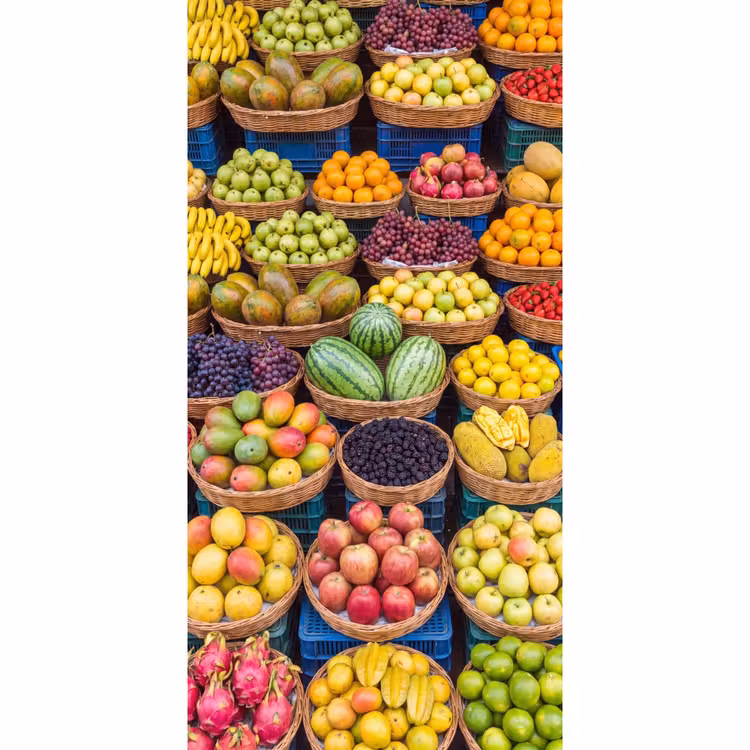 Tapete - Obst – Markt – Bunt - Fruit - Markt - Kleurrijk Behang Vlies klein
