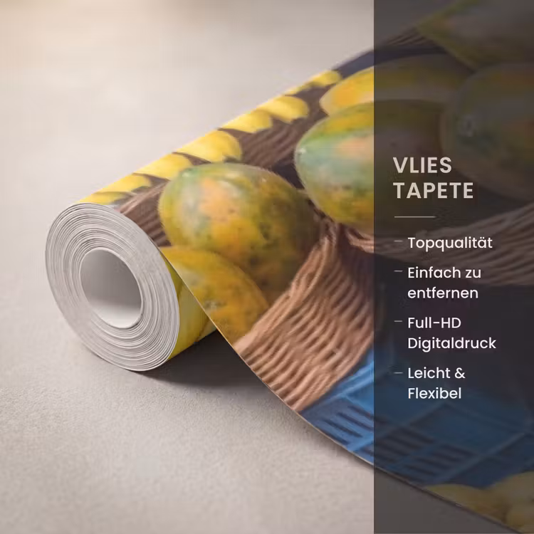 Tapete - Obst – Markt – Bunt - Fruit - Markt - Kleurrijk Behang Vlies klein