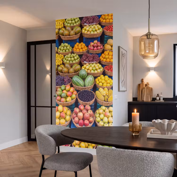 Tapete - Obst – Markt – Bunt - Fruit - Markt - Kleurrijk Behang Vlies klein