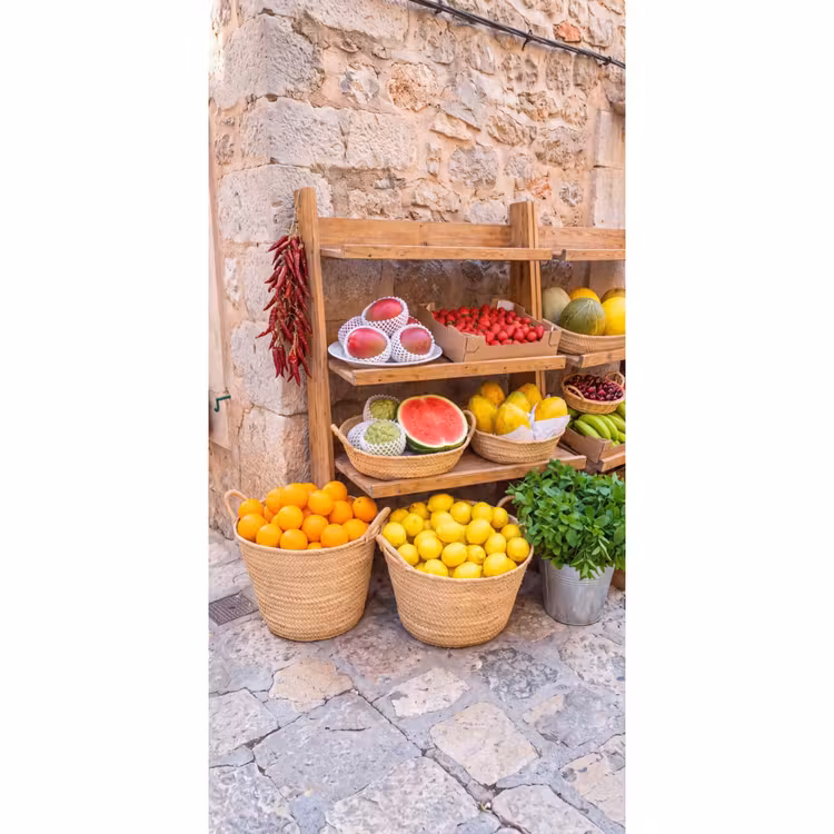 Tapete - Obst – Markt – Frisch - Fruit - Markt - Vers Behang Vlies klein