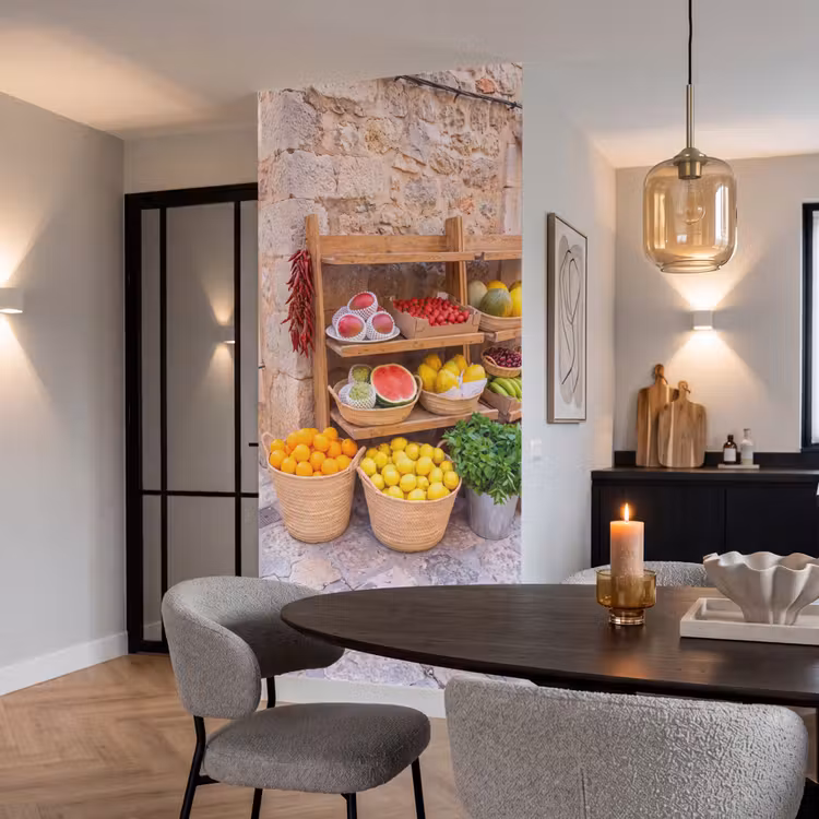 Tapete - Obst – Markt – Frisch - Fruit - Markt - Vers Behang Vlies klein