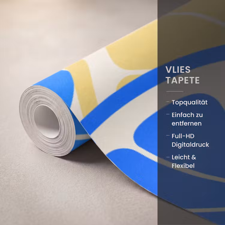 Fruit - Schijven - Patroon - Modern - Blauw - Geel Behang Vlies klein -USP_closeupDE