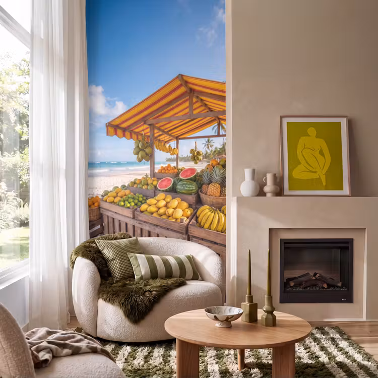 Tapete - Obst – Strand – Tropisch - Fruit - Strand - Tropisch Behang Vlies klein