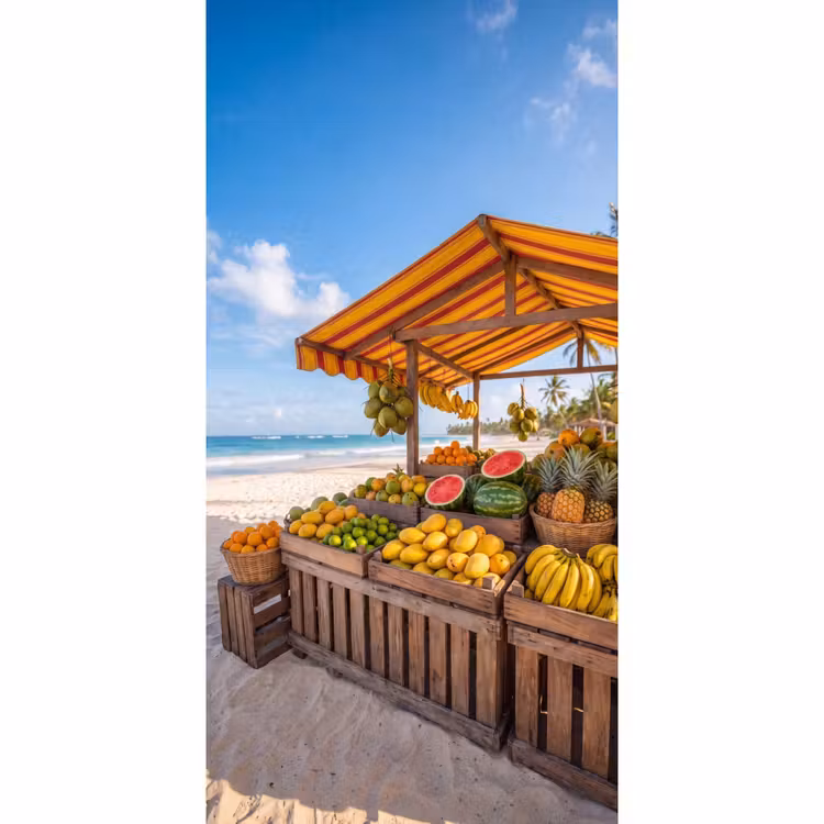 Tapete - Obst – Strand – Tropisch - Fruit - Strand - Tropisch Behang Vlies klein