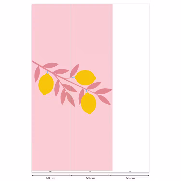 Fruit - Tak - Natuur - Abstract - Roze Behang Vlies klein -USP_banen