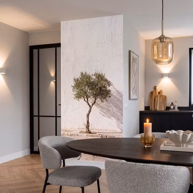 Tapete - Olivenbaum – Wand – weiß - Olijfboom - muur - wit Behang Vlies klein