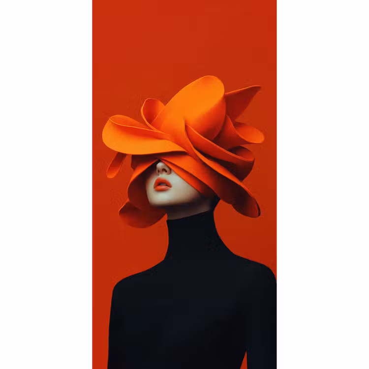 Oranje - Hoed - Vrouw Behang Vlies klein -3d_website