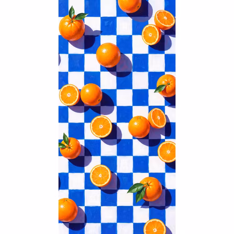 Tapete - Orange – Kariert – Essen - Sinaasappel - Geruit - Eten Behang Vlies klein