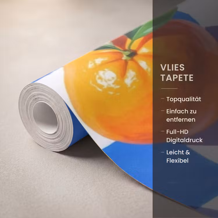 Tapete - Orange – Kariert – Essen - Sinaasappel - Geruit - Eten Behang Vlies klein
