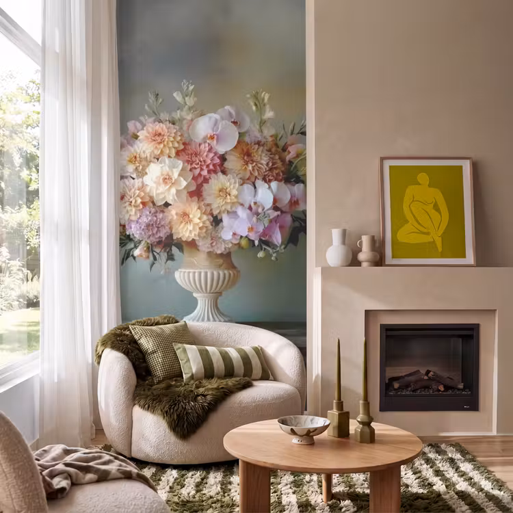 Orchidee - Boeket - Vaas - Bloemen Behang Vlies klein -sfeer2