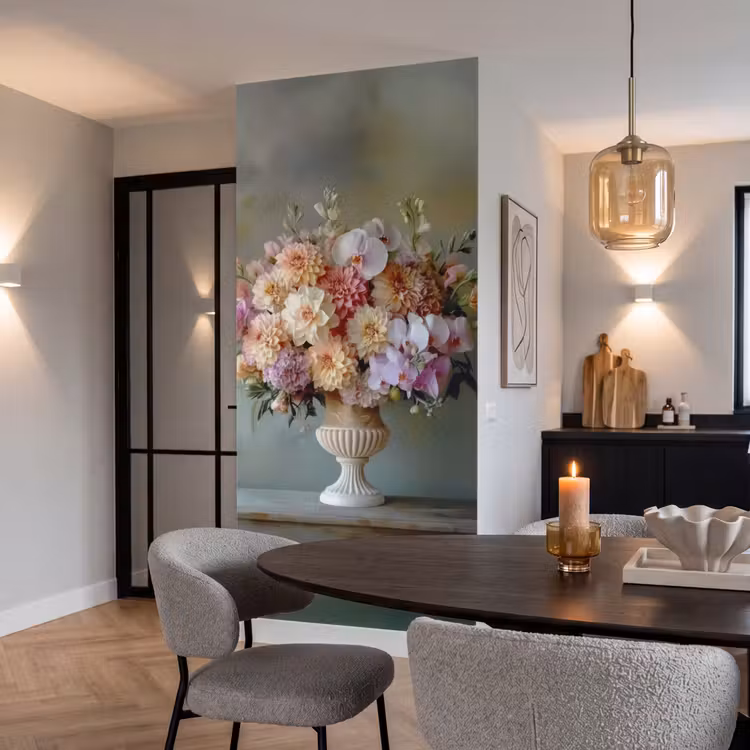 Orchidee - Boeket - Vaas - Bloemen Behang Vlies klein -sfeer3