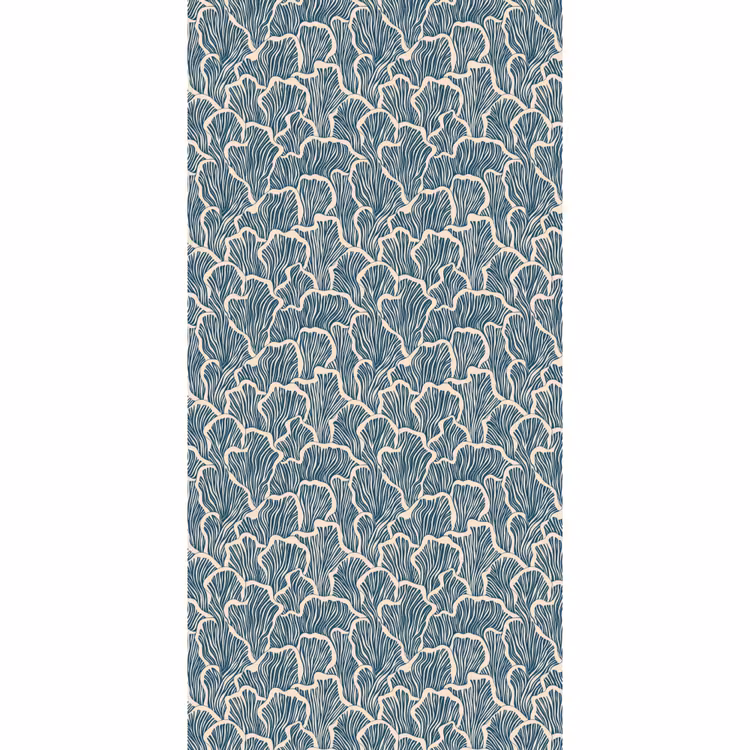 Organisch - Blauw - Crème - Schelpen Behang Vlies klein 1076 -3d_website