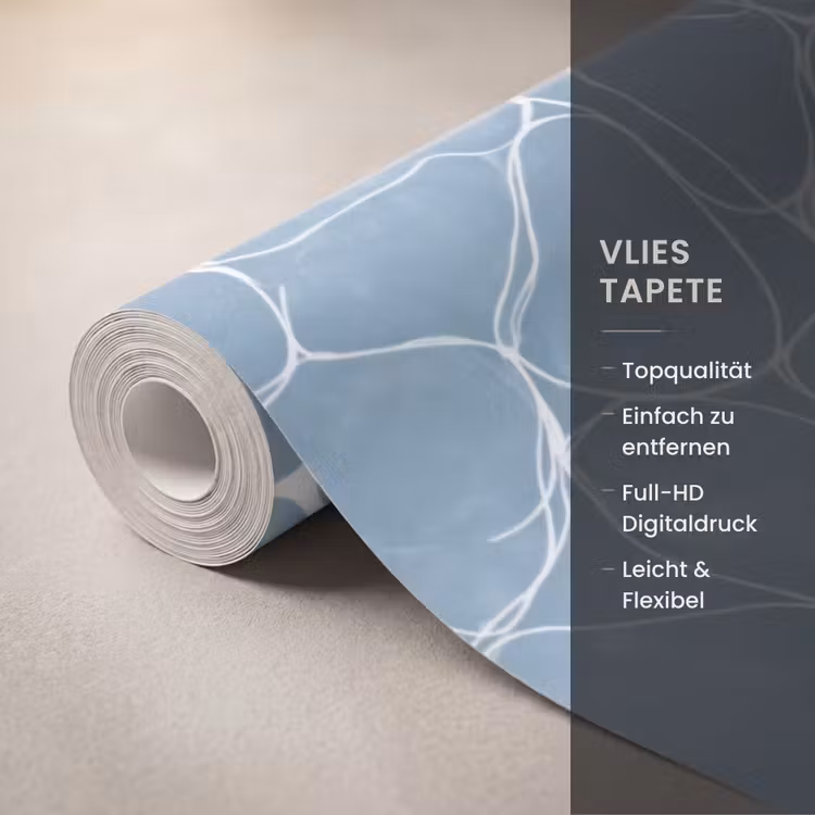 Organisch - Patroon - Blauw Behang Vlies klein 1076 -USP_closeupDE