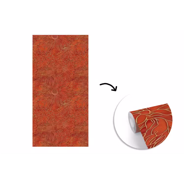 Oosters - Bloemen - Terracotta fotobehang vinyl groot 64 -3d