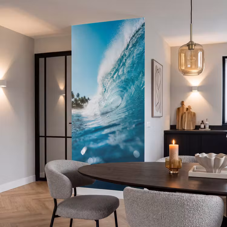 Oceaan - Golf - Strand - Natuur - Blauw Behang Vlies klein -sfeer3