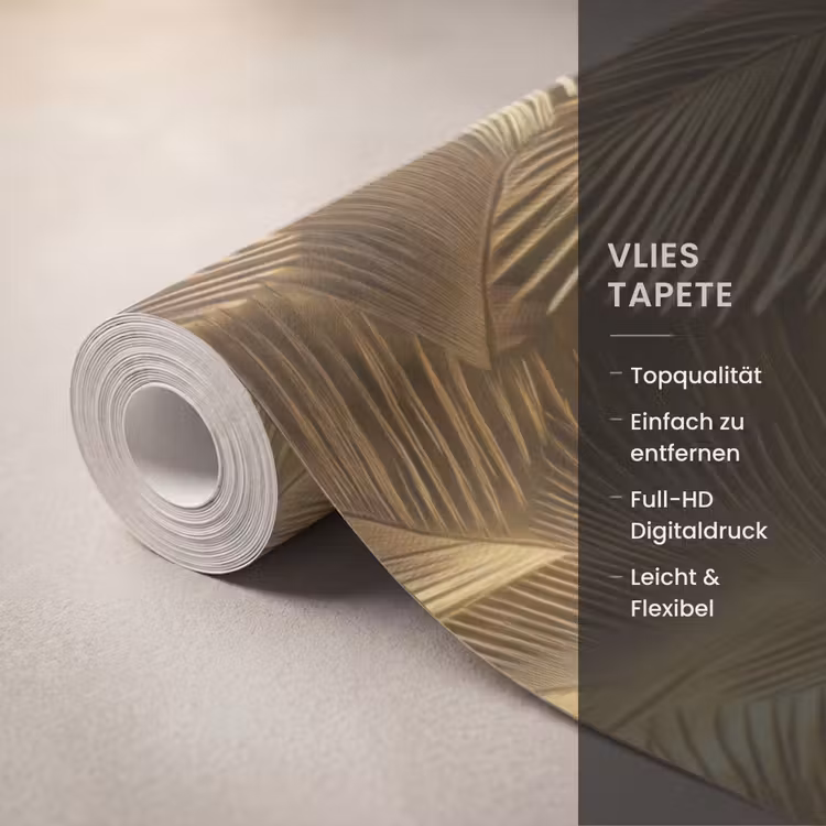 Palm - Waaier - Goud Behang Vlies klein 1076 -USP_closeupDE