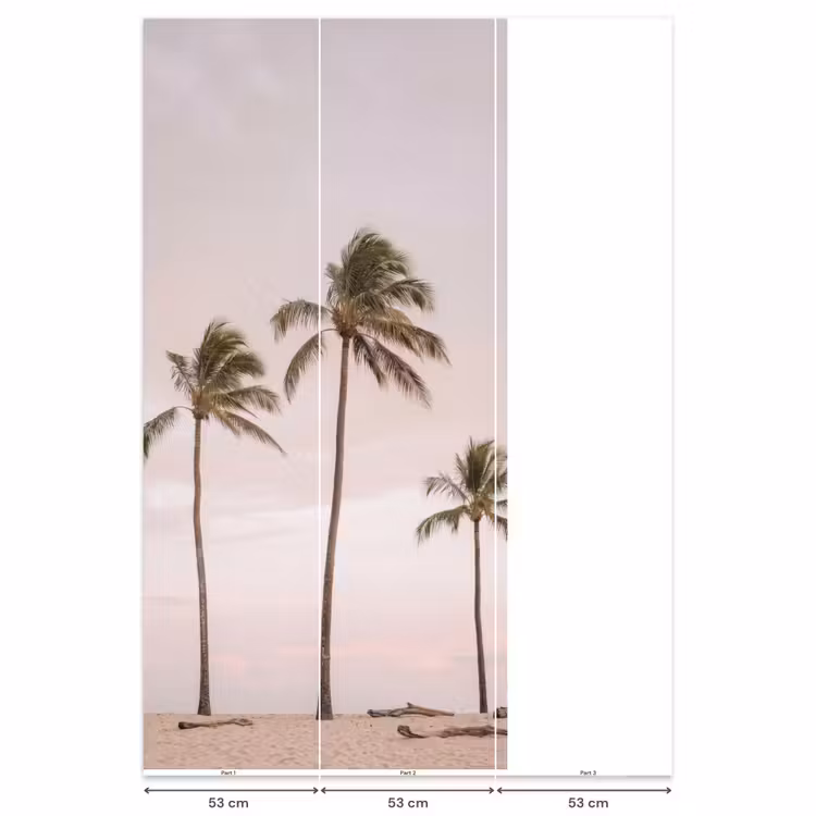 Palmbomen - Zonsondergang - Roze Behang Vlies klein -USP_banen