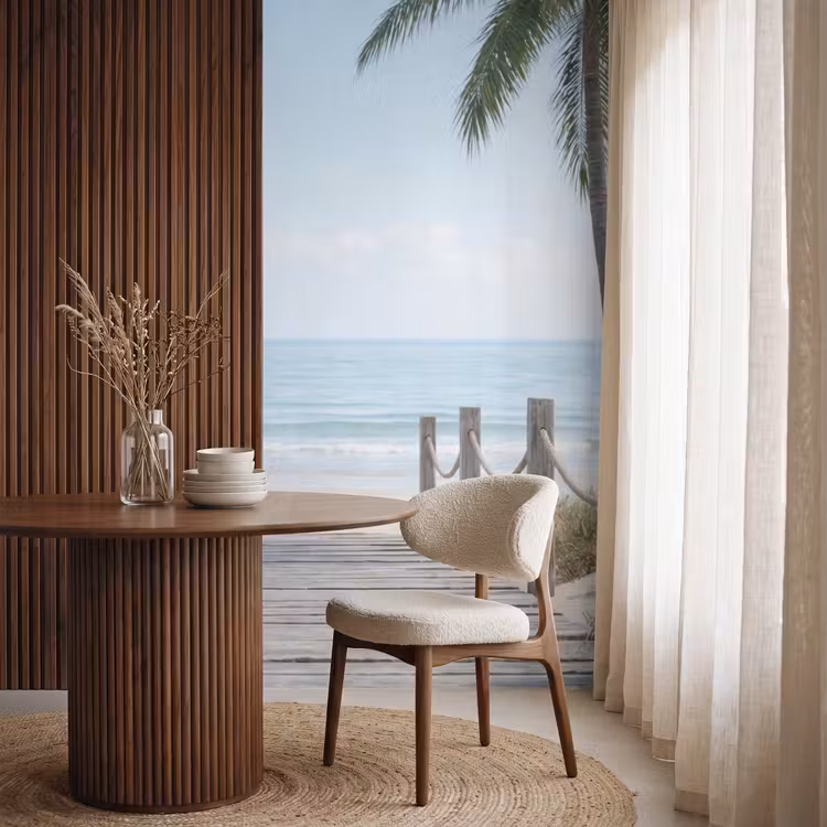 Palmbomen - Pad - Horizon Behang Vlies klein -sfeer1