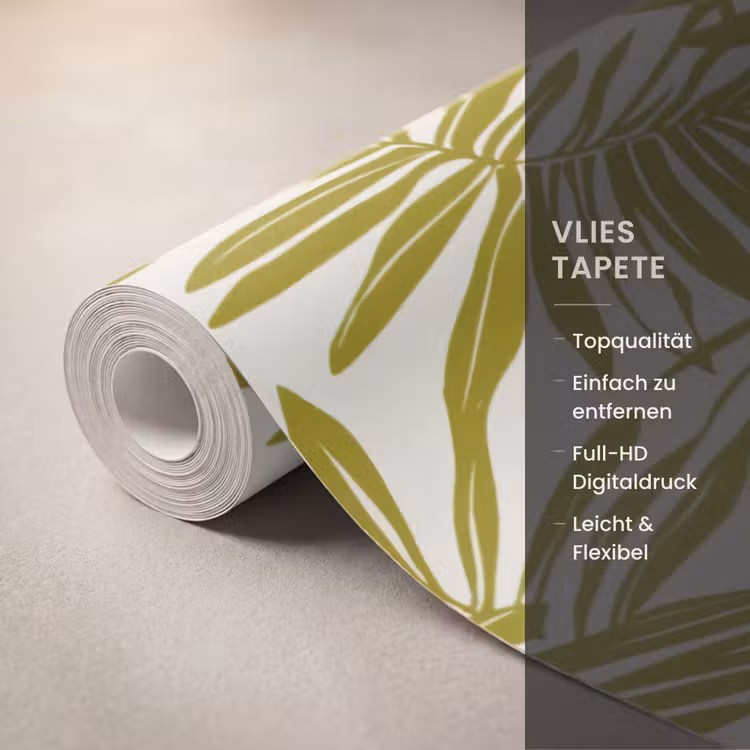 Palmblad - Patroon - Groen Behang Vlies klein 1076 -USP_closeupDE