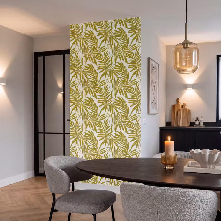 Palmblad - Patroon - Groen Behang Vlies klein 1076 -sfeer3
