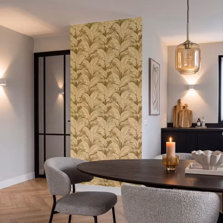 Palmbladeren - Klassiek - Groen Behang Vlies klein 1076 -sfeer3