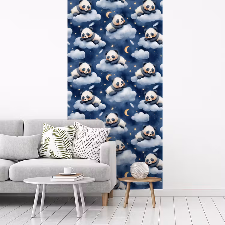 Panda's - Slapen - Blauw fotobehang vinyl groot 64 -woonkamer