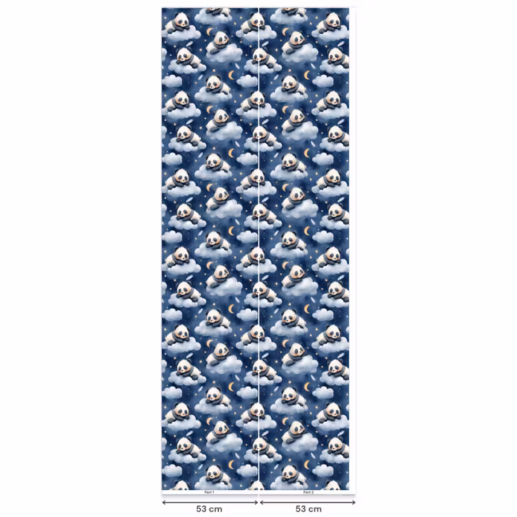 Panda's - Slapen - Blauw Behang Vlies klein 1076 -USP_banen