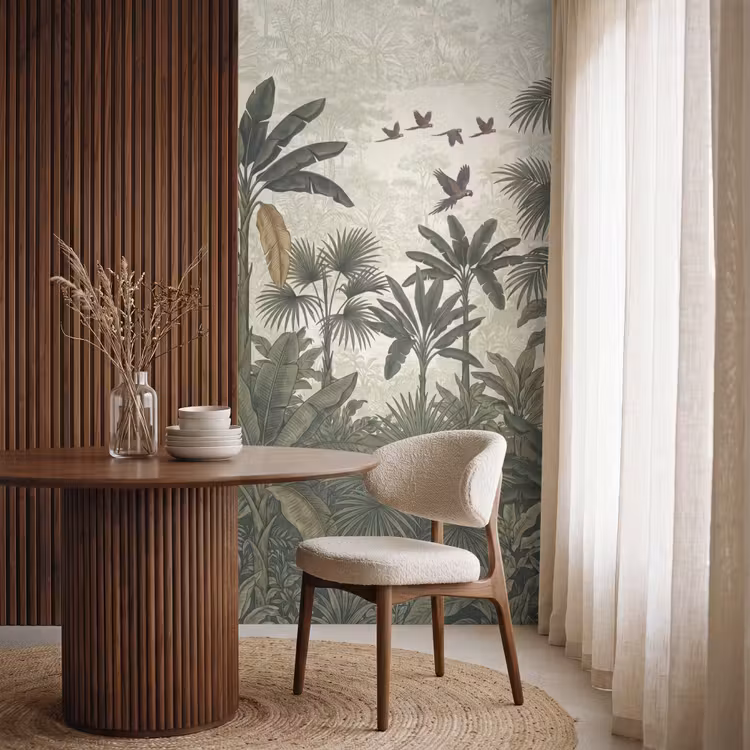 Papagaaien - Jungle - Tropisch - Green Behang Vlies klein -sfeer1