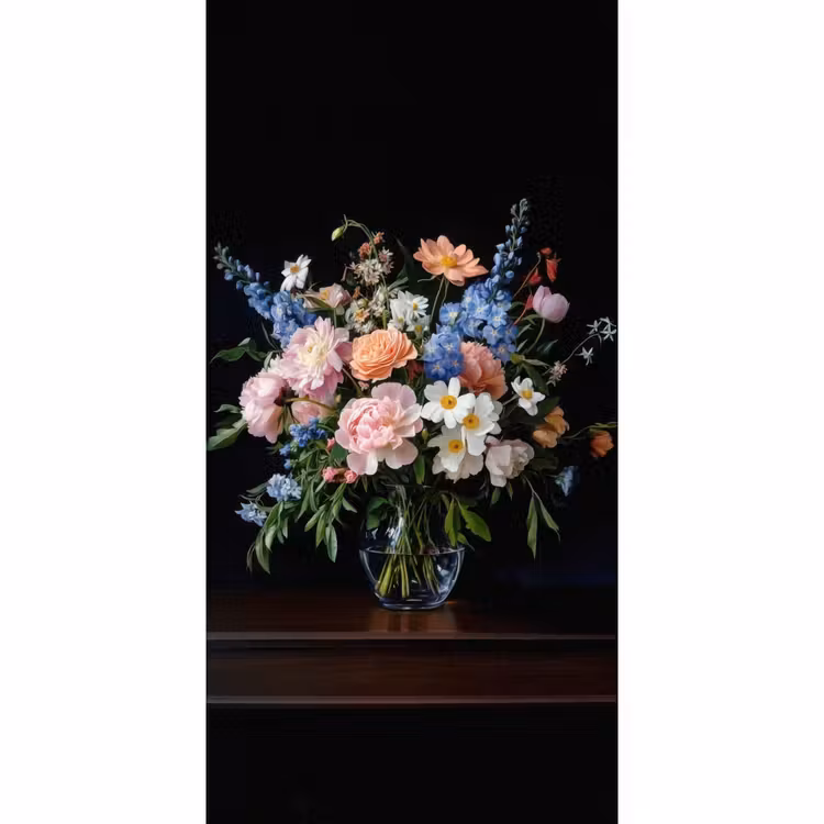 Pastel - Bloemen - Glazen - Vaas Behang Vlies klein -3d_website