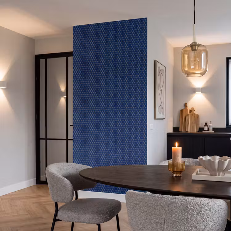 Penny - Mozaïek - Donkerblauw Behang Vlies klein 1076 -sfeer3