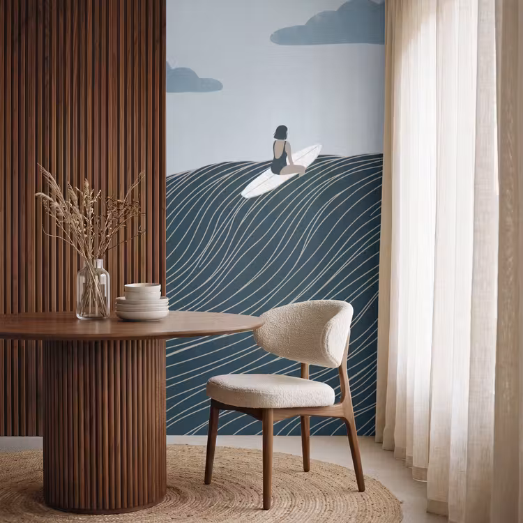 Persoon - Surfen - Oceaan - Natuur - Modern Behang Vlies klein -sfeer1