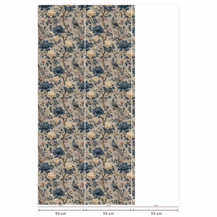Pauw - Bloemen - Blauw Behang Vlies klein 1076 -USP_banen